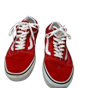 Vans Old Skool Sneakers Classic Skate Shoes Red Canvas White‎ Stripe Size 12